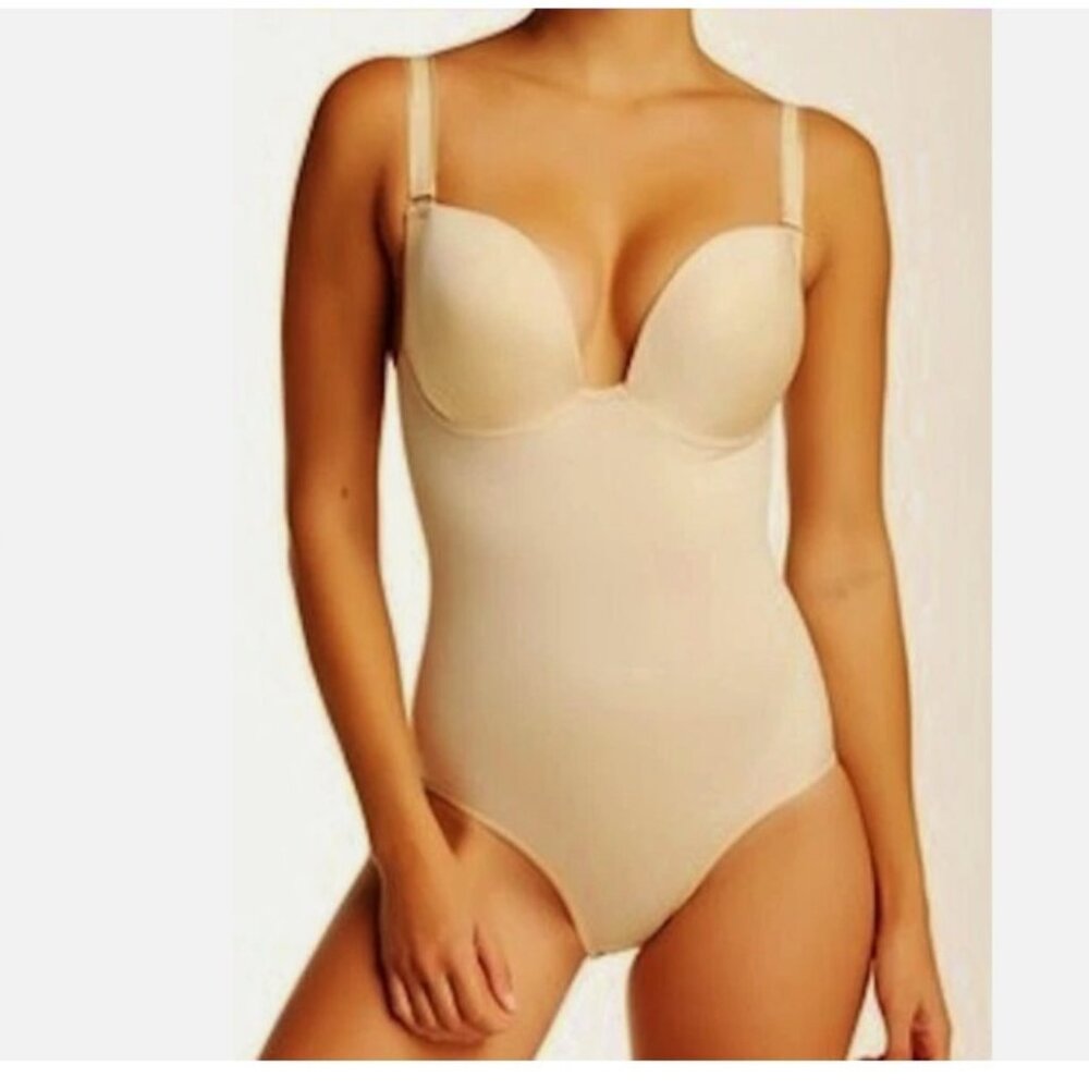 NWT 1X JOAN VASS Nude Seamless Firm Molded Cup Strapless Body Briefer NEW Womens